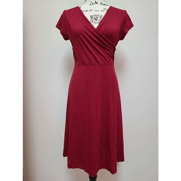 Casual Short Sleeve Surplice V Neck Faux Wrap T-Shirt Swing Dress SIZE L NWT - Picture 12 of 16
